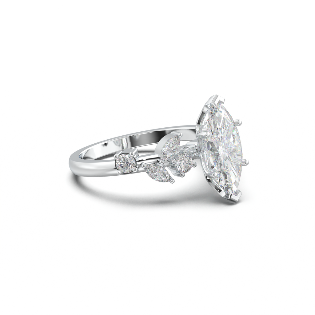 Marquise Mixed Side-Stone Engagement Ring
