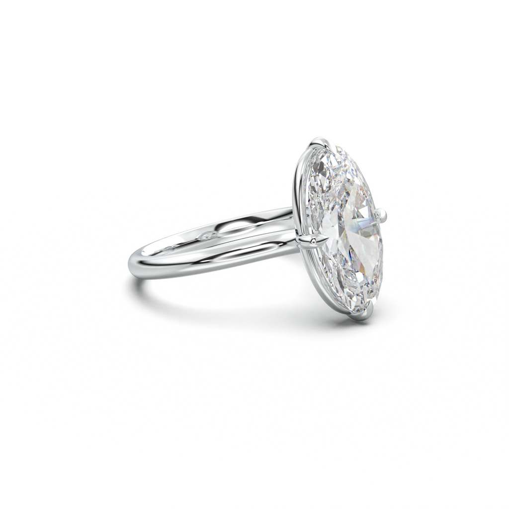 Elongated Moval Solitaire Engagement Ring