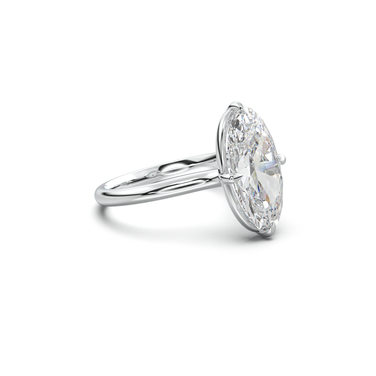 Elongated Moval Solitaire Engagement Ring
