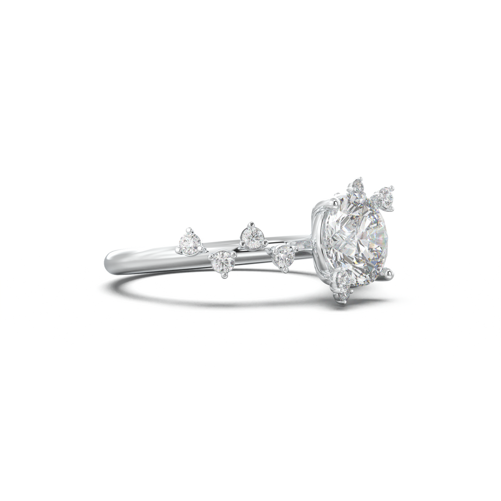 Round Botanical Accent Engagement Ring