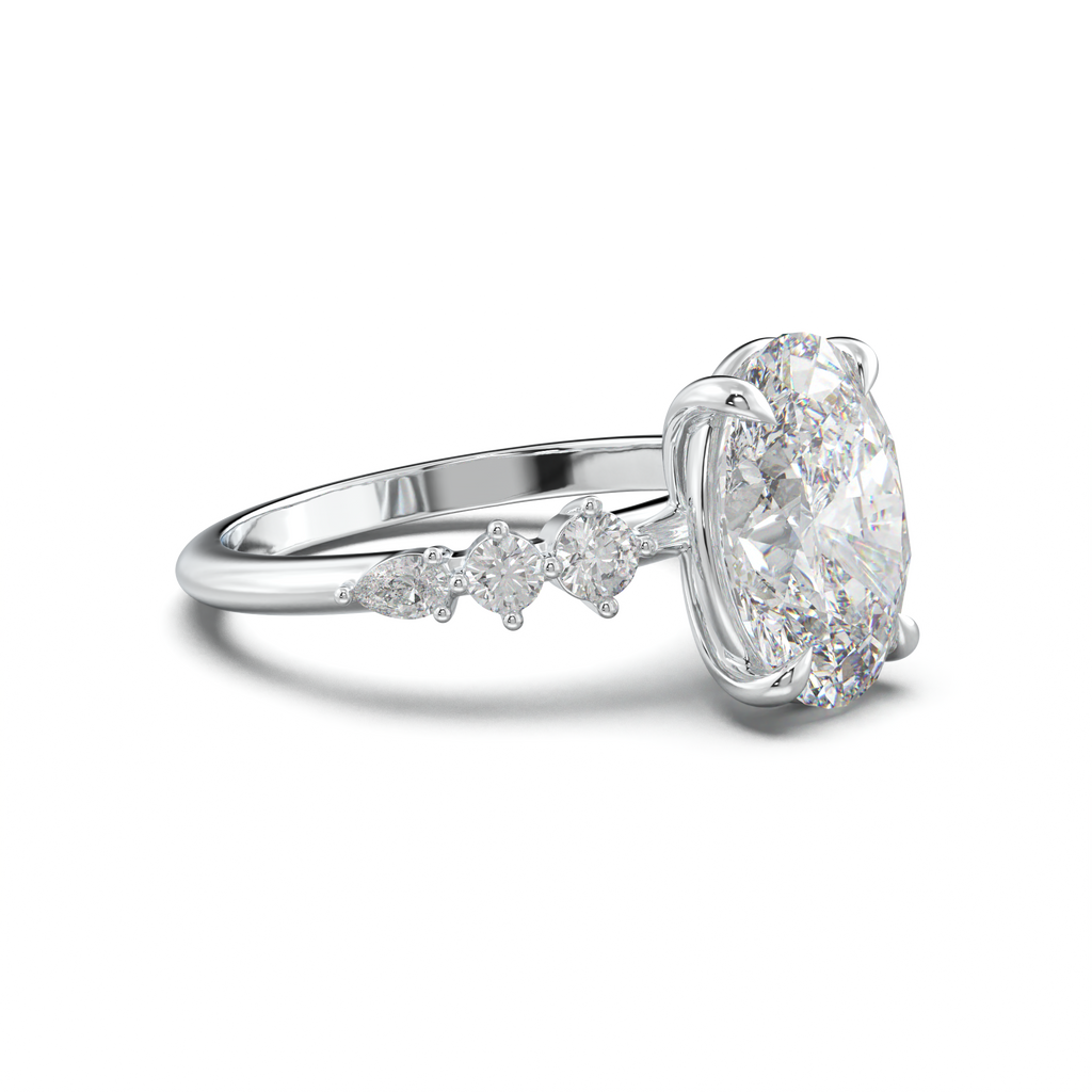 Oval Pear-Accent Engagement Ring