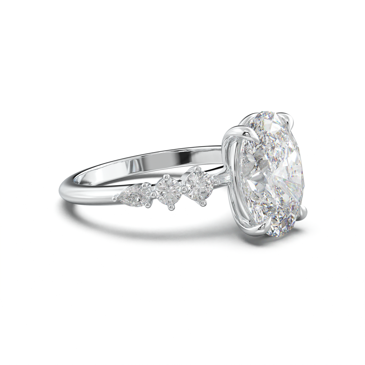 Oval Pear-Accent Engagement Ring