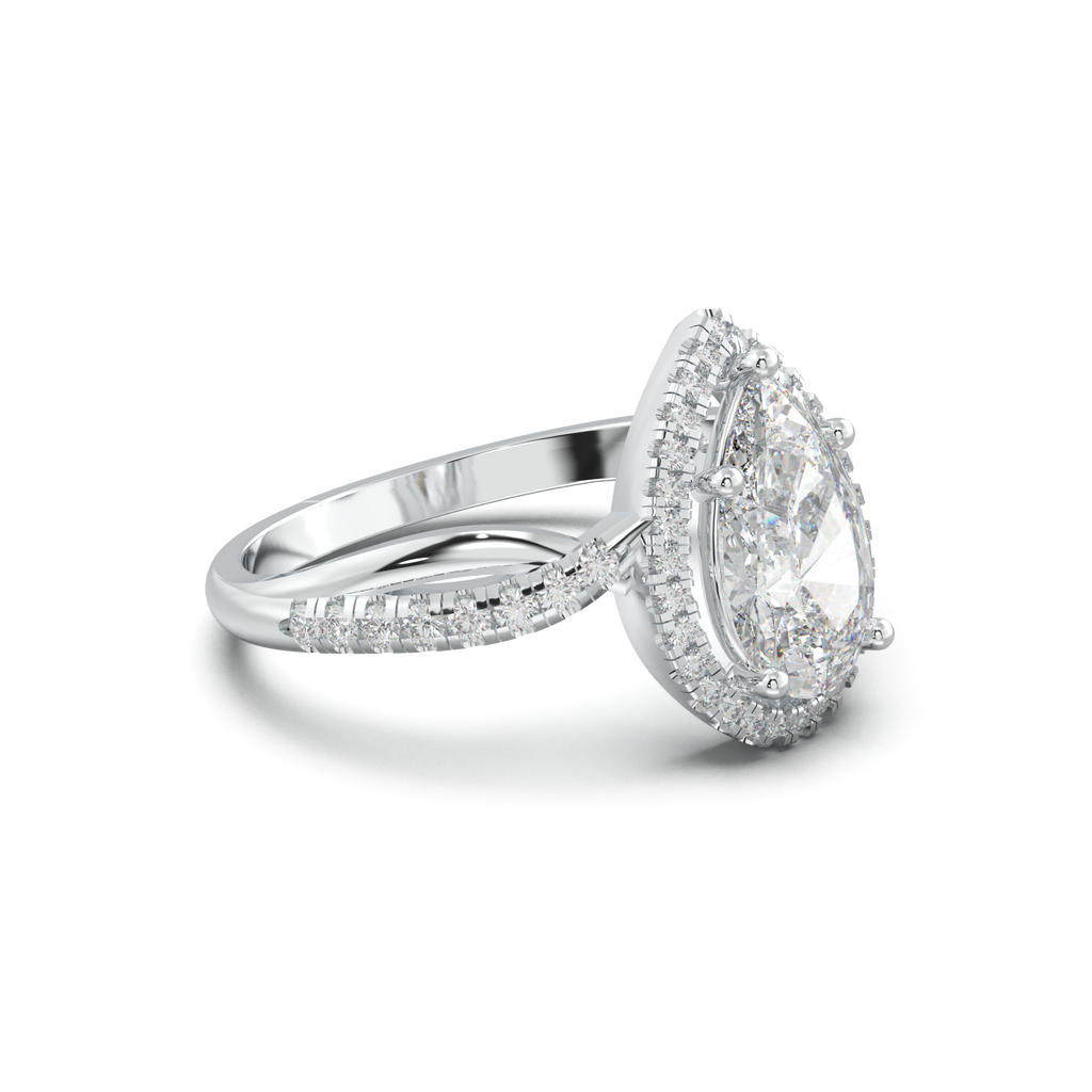 Pear Halo Twisted Pavé Engagement Ring