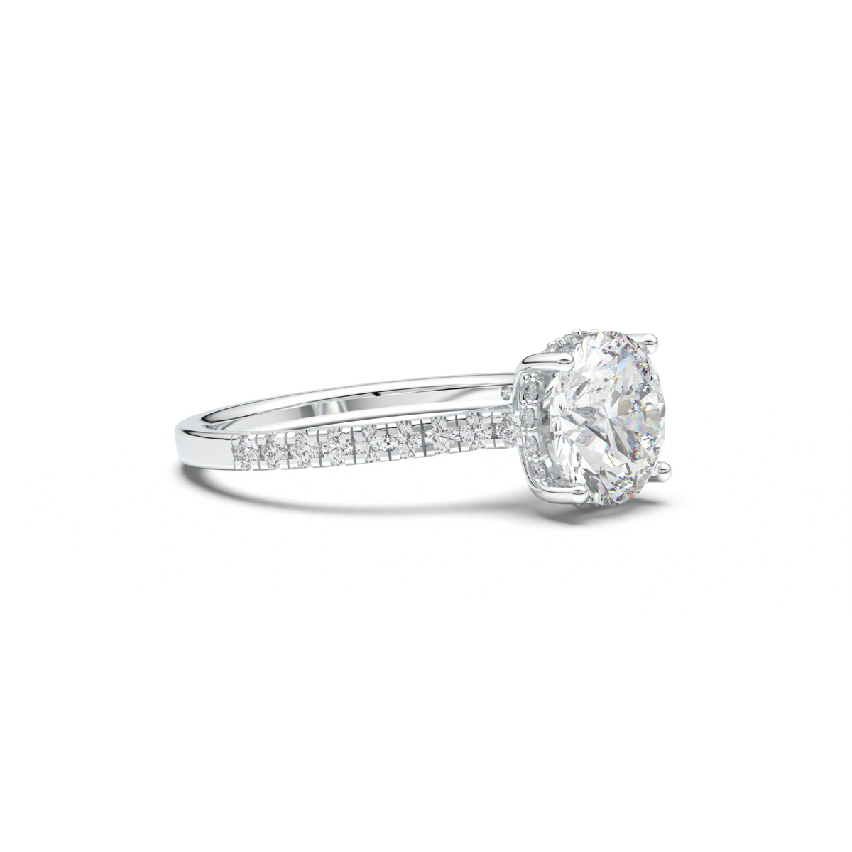 Round Pavé Engagement Ring