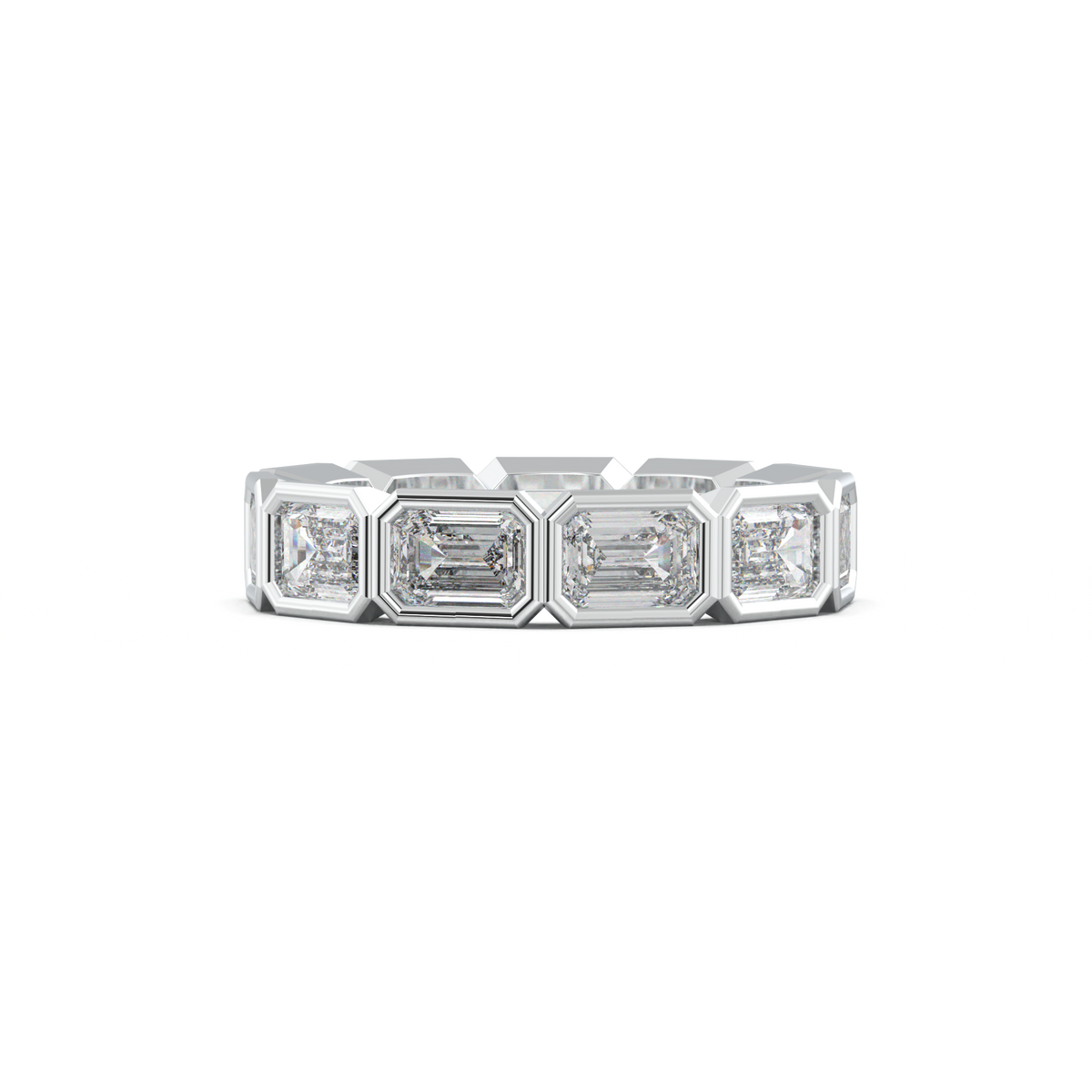Emerald-Cut Bezel-Style Eternity Wedding Band