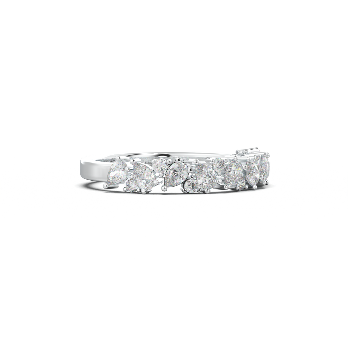 Alternating Pear & Round Half-Eternity Wedding Band