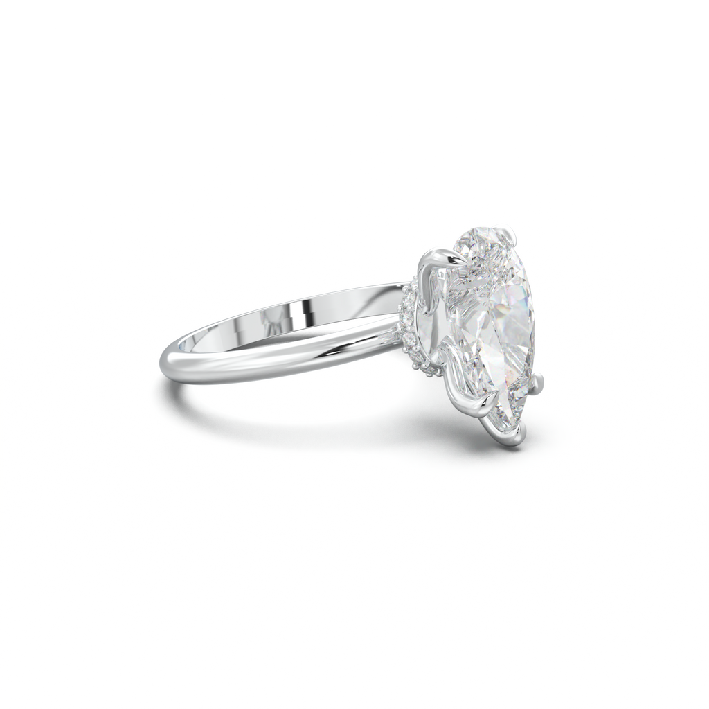 Pear Hidden Halo Engagement Ring