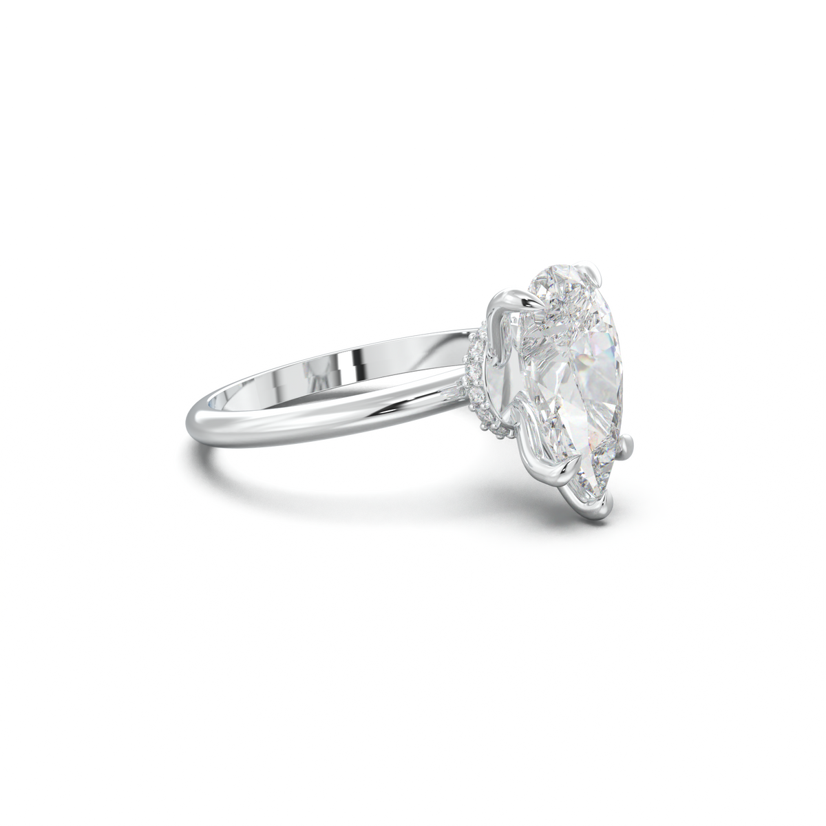 Pear Hidden Halo Engagement Ring