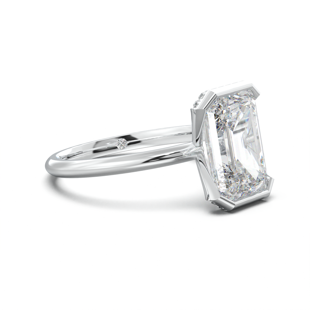 Emerald Hidden Halo Engagement Ring