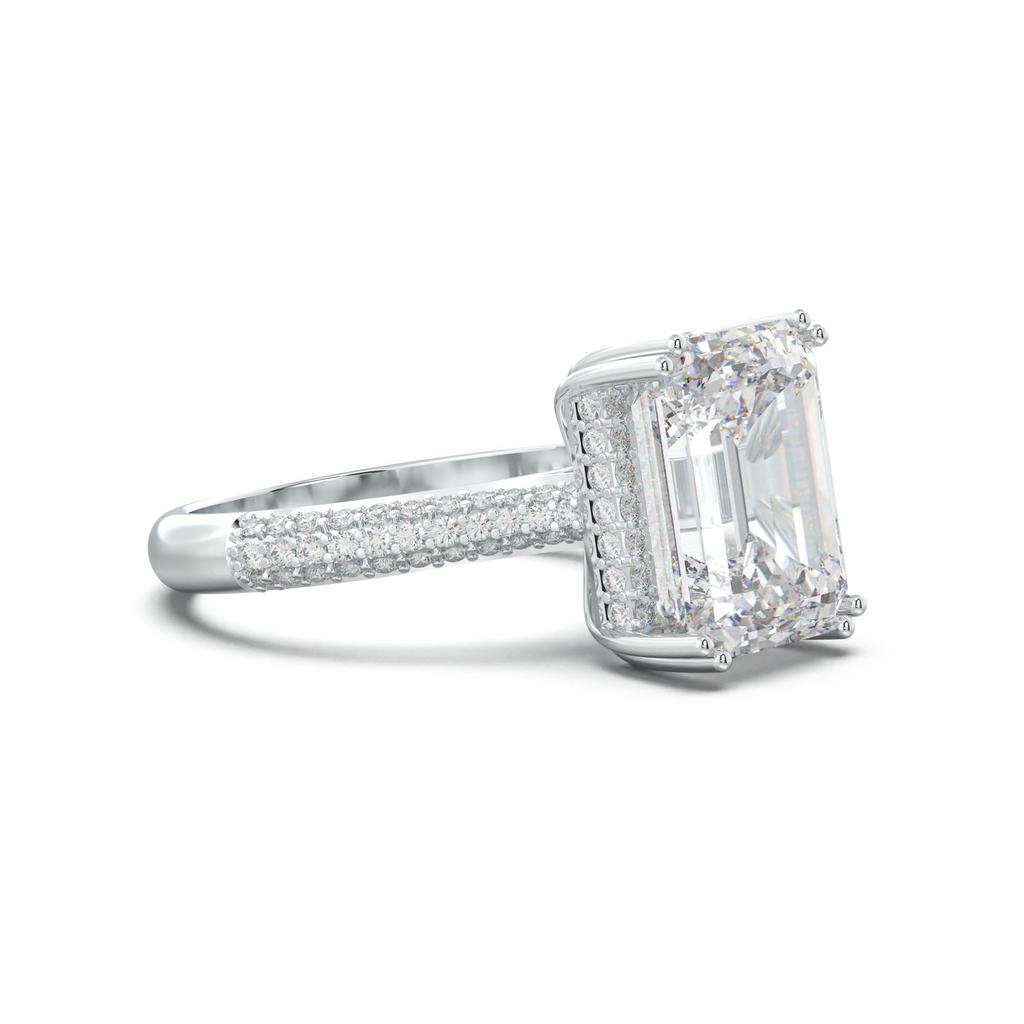 Emerald Double Pavé Engagement Ring