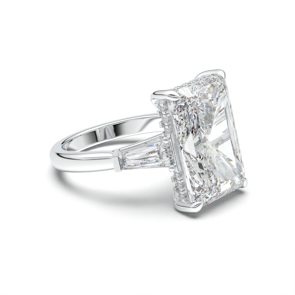 Radiant Baguette Hidden Halo Engagement Ring