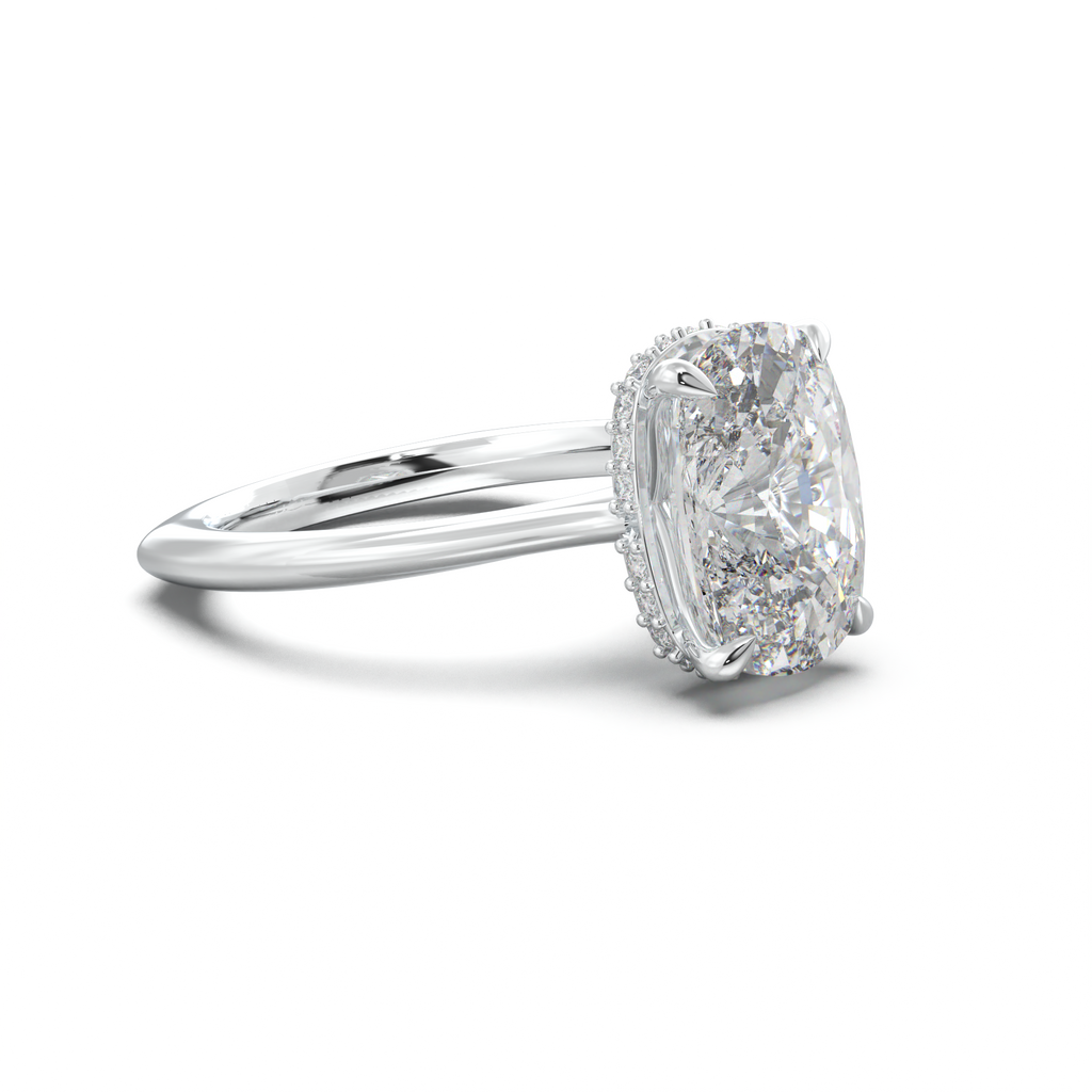 Cushion Hidden Halo Engagement Ring
