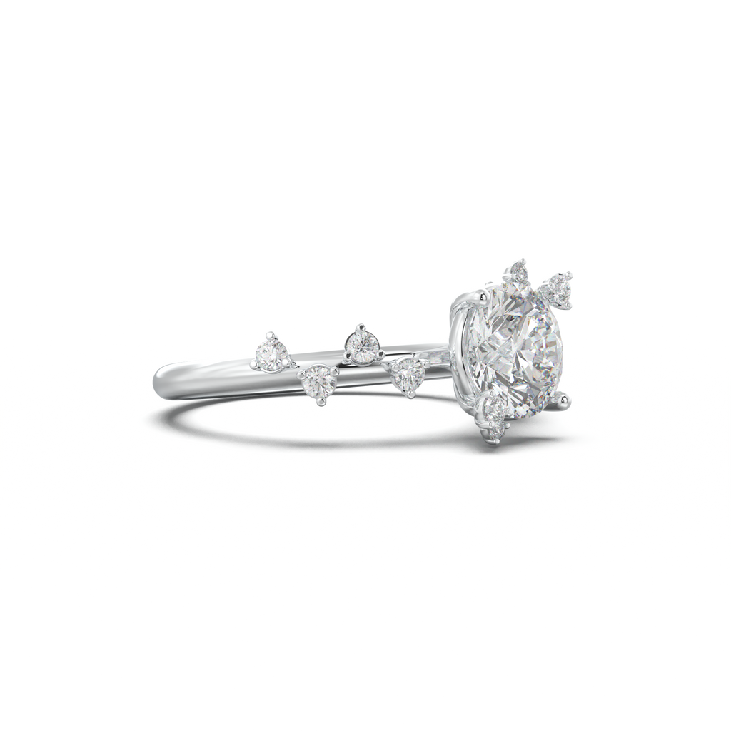 Round Botanical Accent Engagement Ring