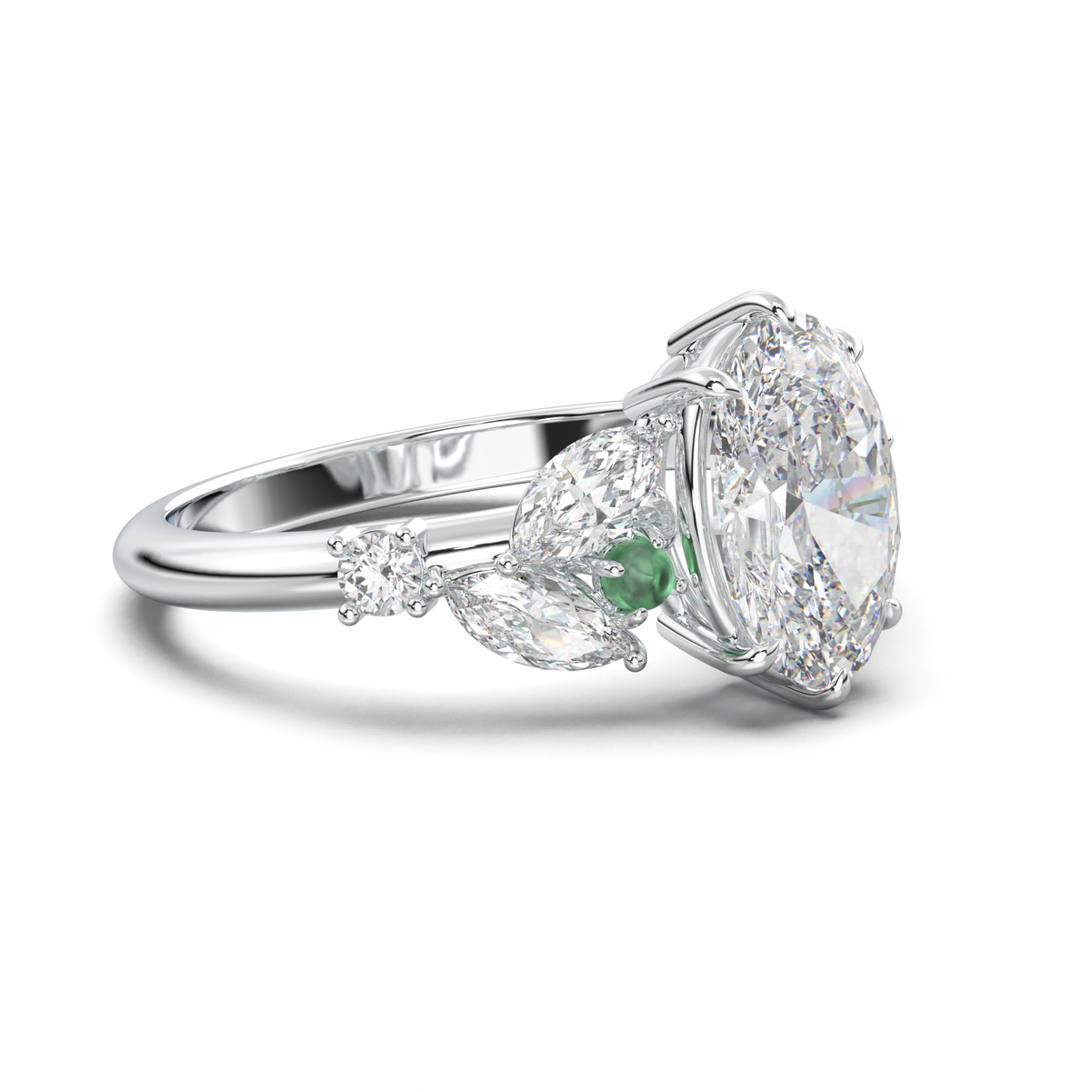 Oval Marquise-Accent Engagement Ring