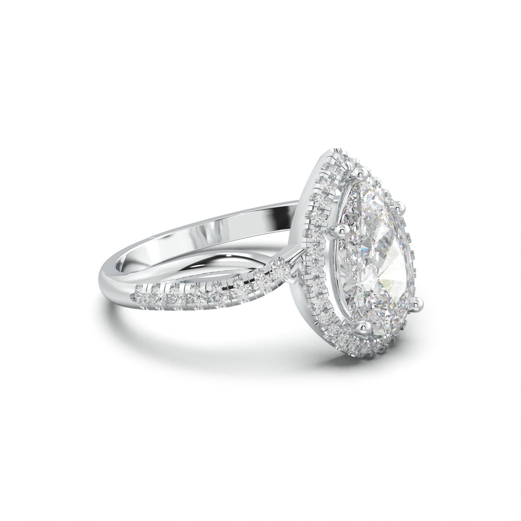 Pear Halo Twisted Pavé Engagement Ring
