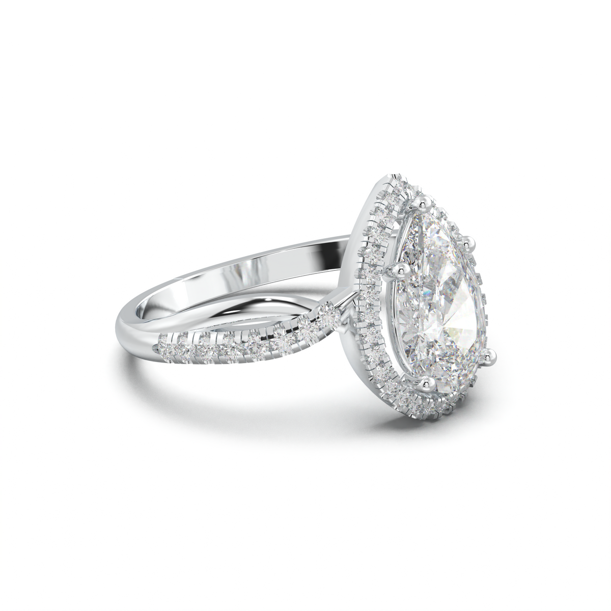 Pear Halo Twisted Pavé Engagement Ring
