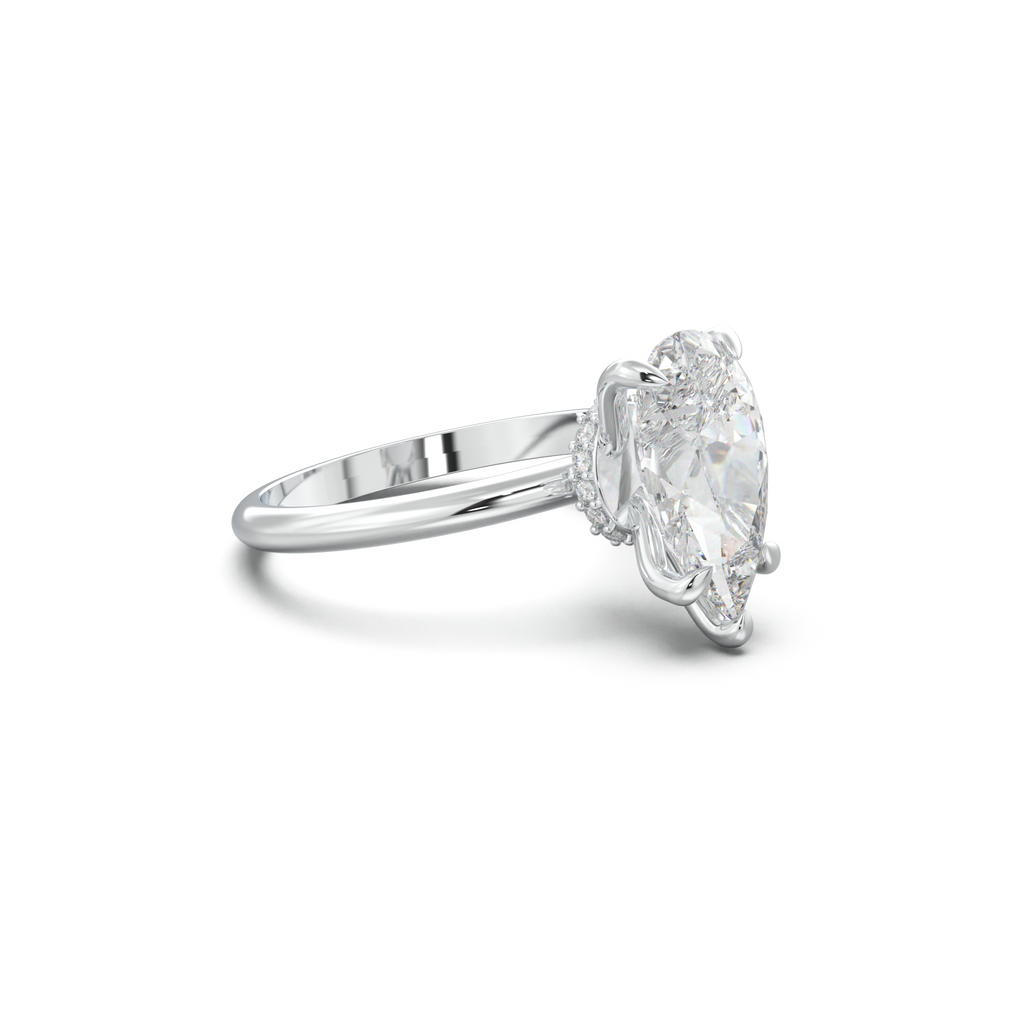 Pear Hidden Halo Engagement Ring