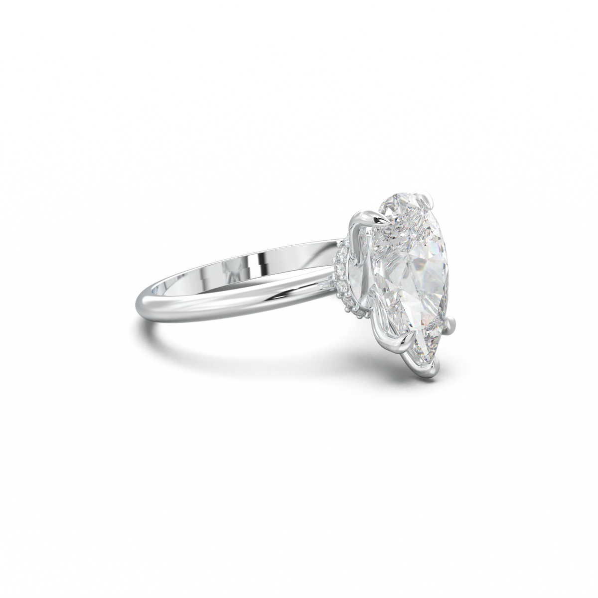 Pear Hidden Halo Engagement Ring
