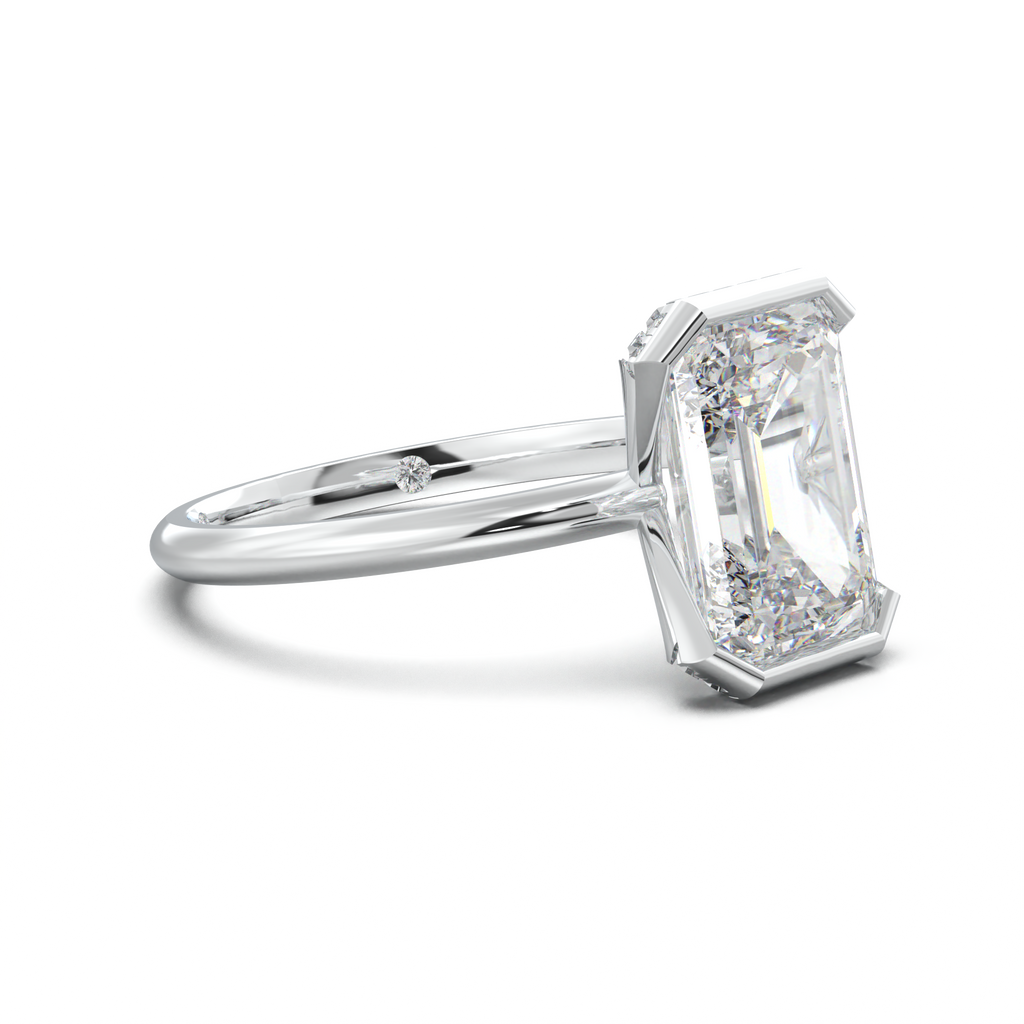 Emerald Hidden Halo Engagement Ring