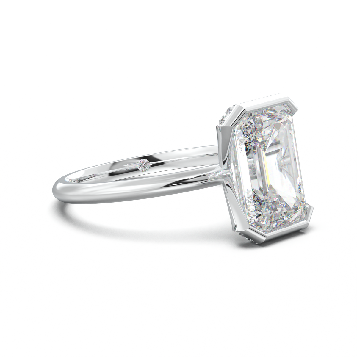 Emerald Hidden Halo Engagement Ring
