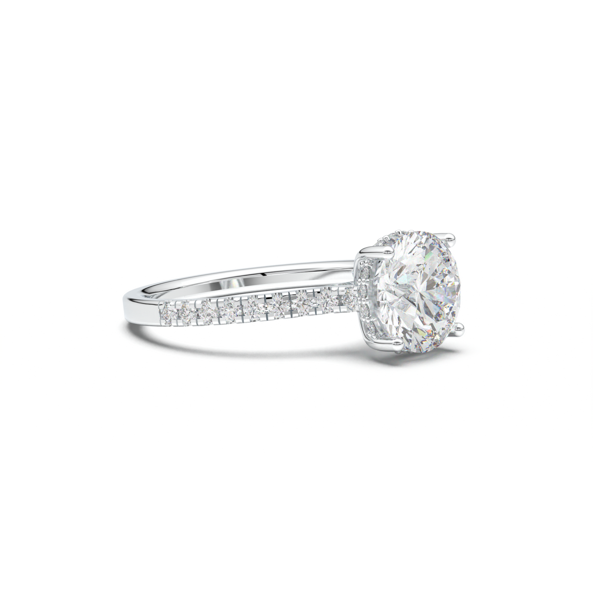 Round Pavé Engagement Ring