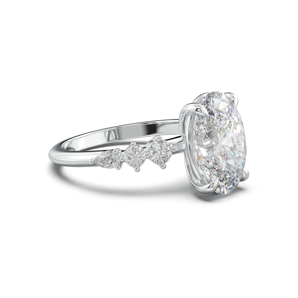 Oval Pear-Accent Engagement Ring