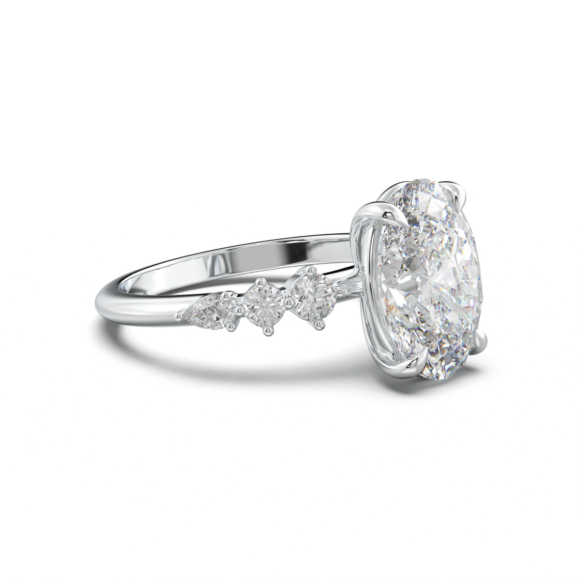 Oval Pear-Accent Engagement Ring