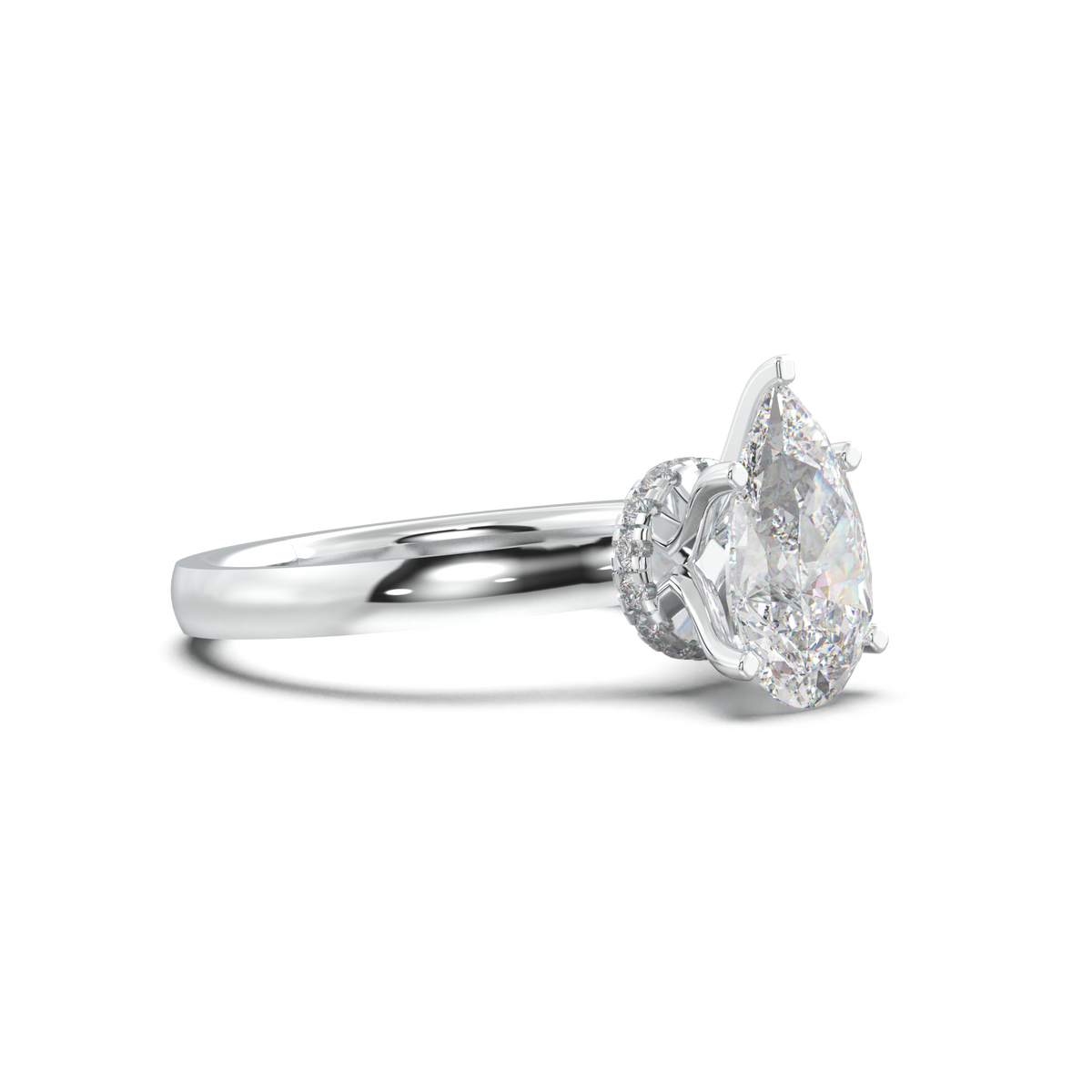 Pear Hidden Halo Engagement Ring