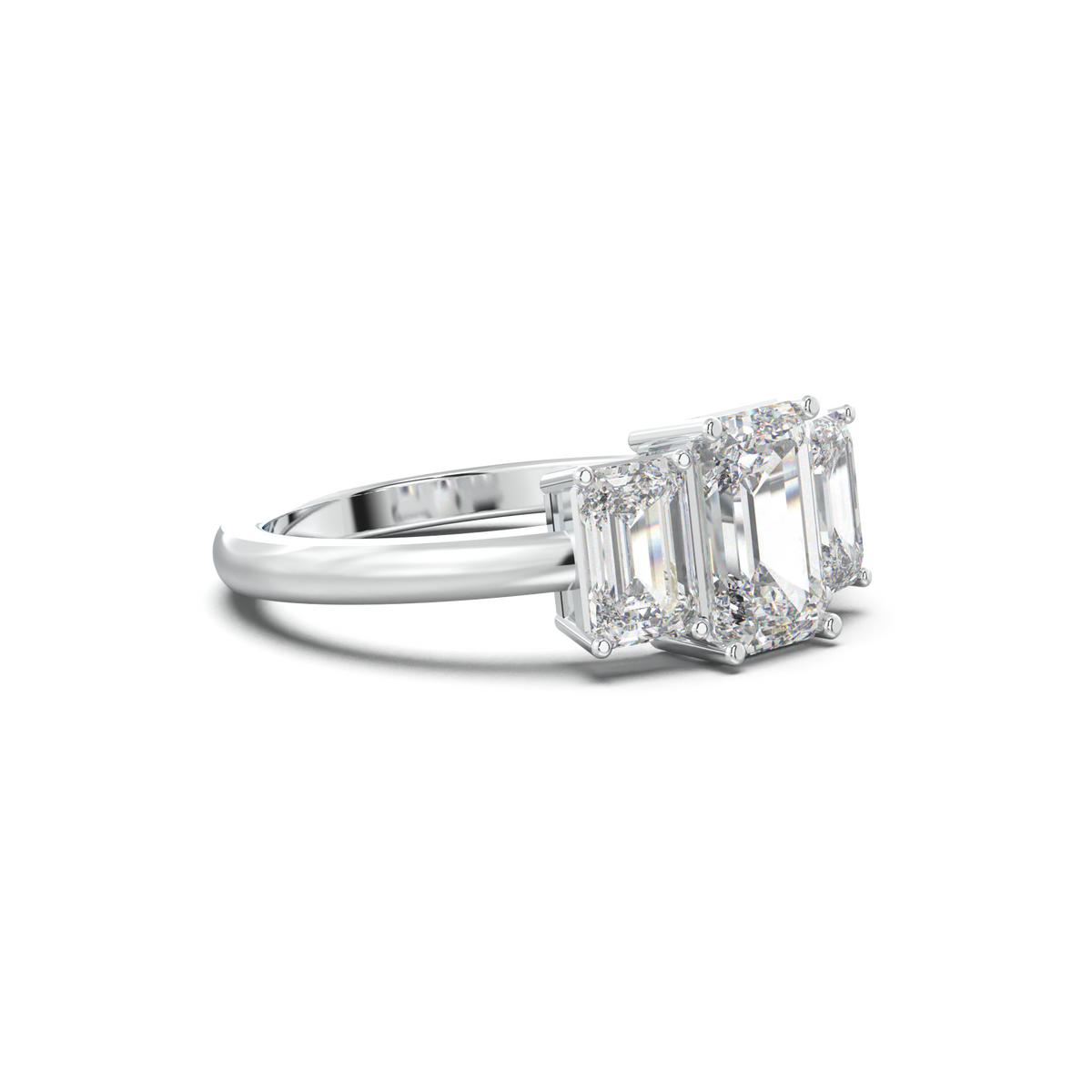 Emerald Three-Stone Engagement Ring