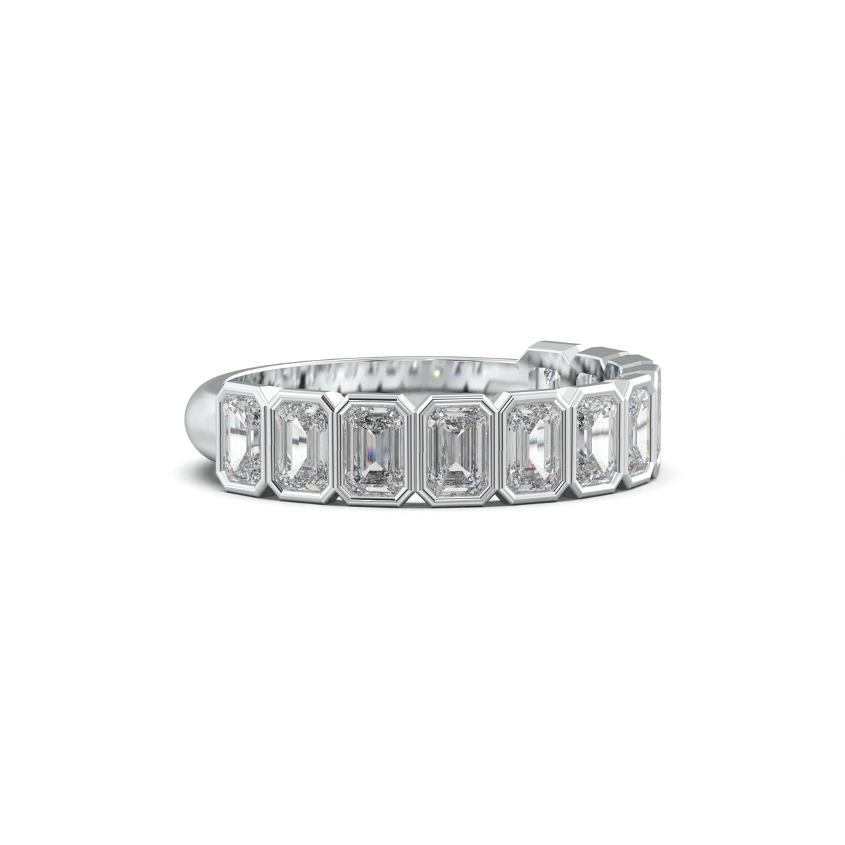 Emerald Bezel Half-Eternity Wedding Band