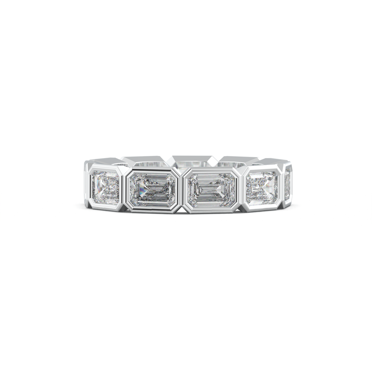 Emerald-Cut Bezel-Style Eternity Wedding Band