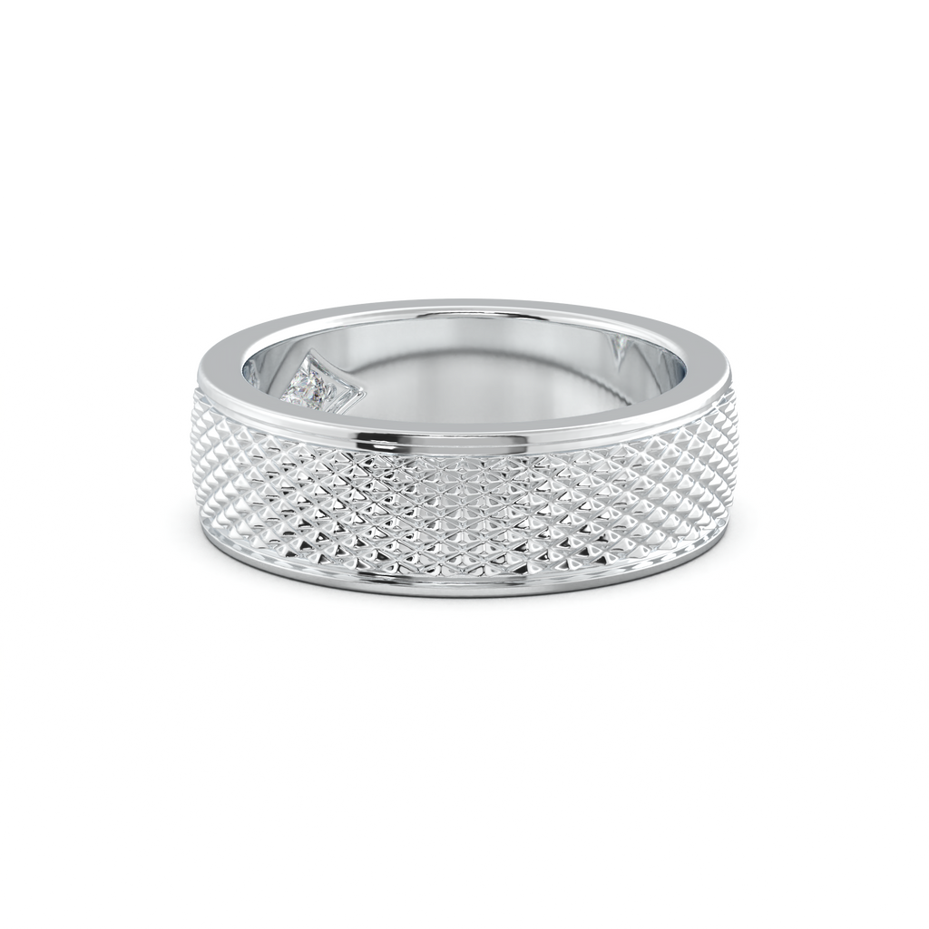 Diamond-Cut Textured Men's Wedding Band