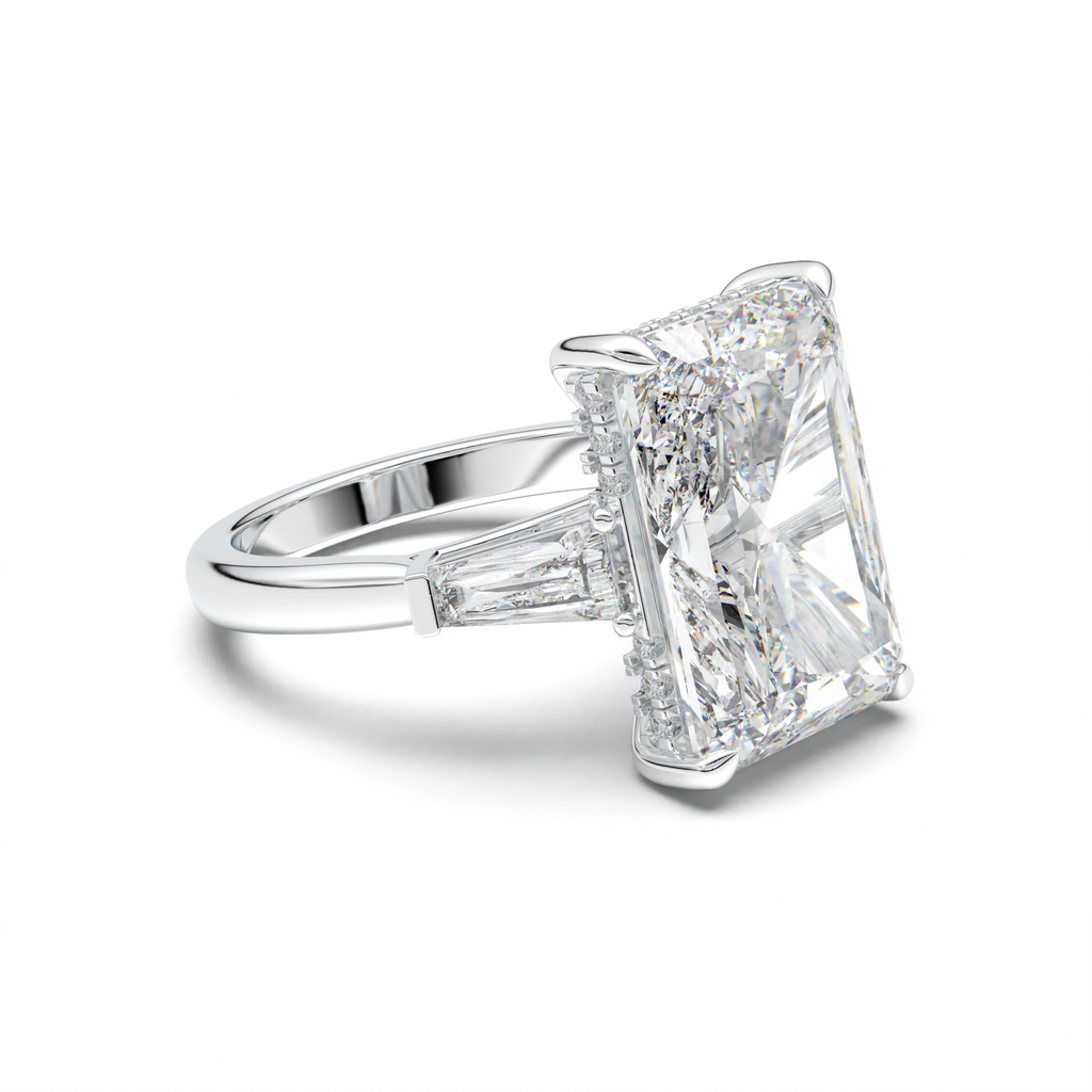 Radiant Baguette Hidden Halo Engagement Ring
