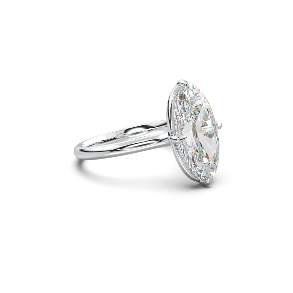 Elongated Moval Solitaire Engagement Ring