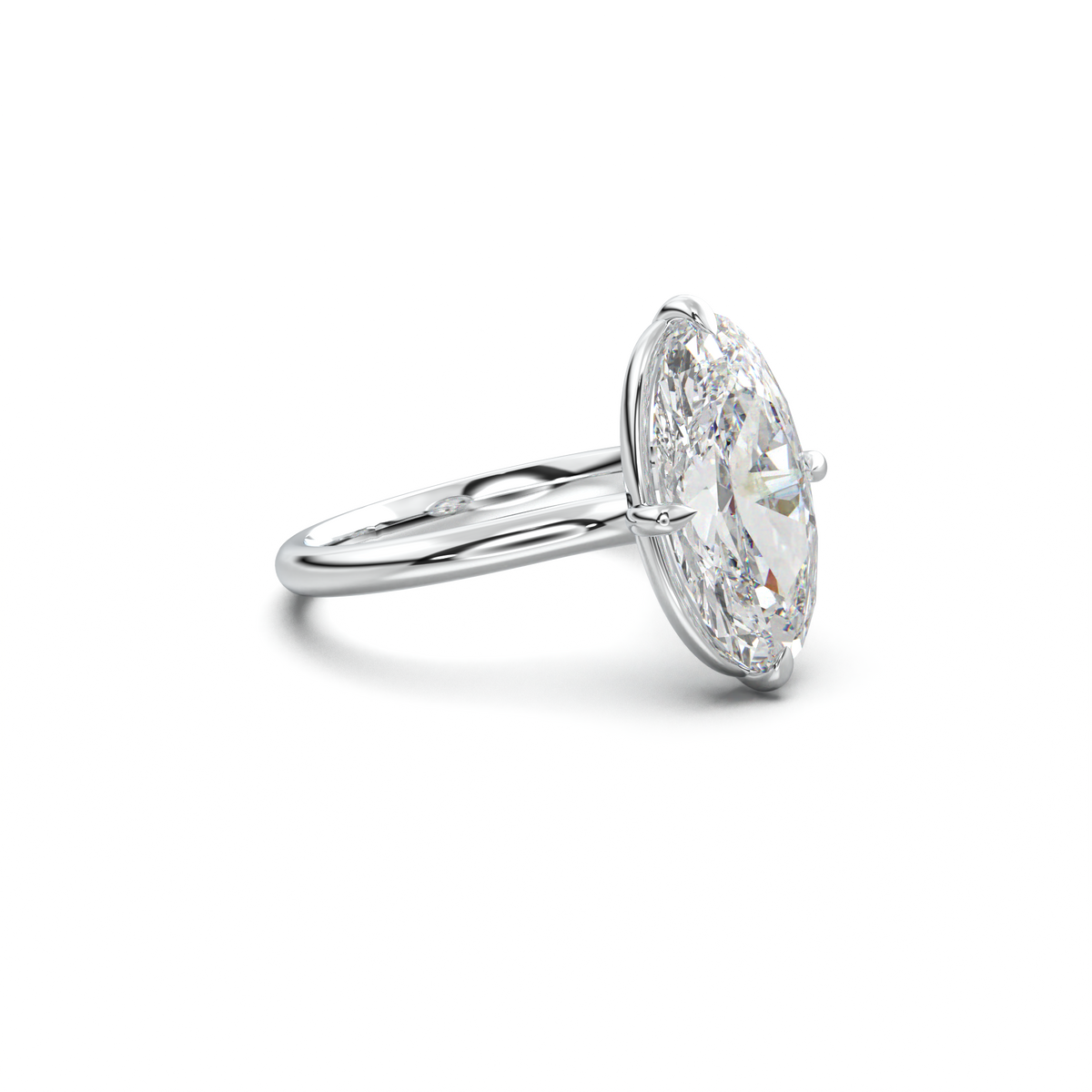 Elongated Moval Solitaire Engagement Ring