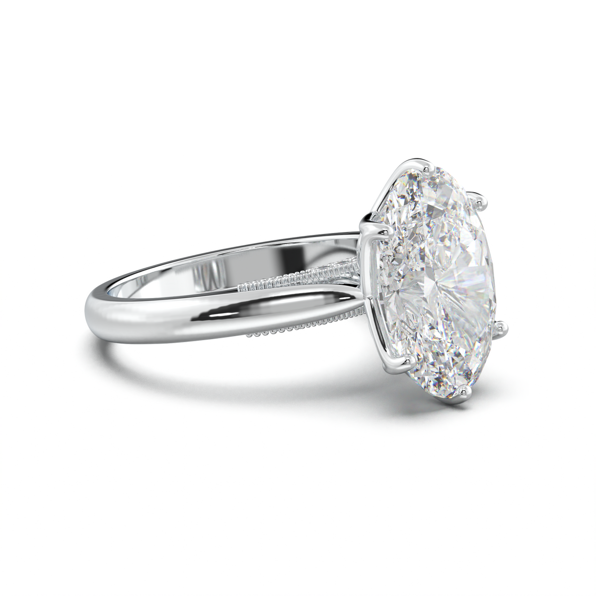 Oval Tulip Setting Hidden bridge Halo Engagement Ring
