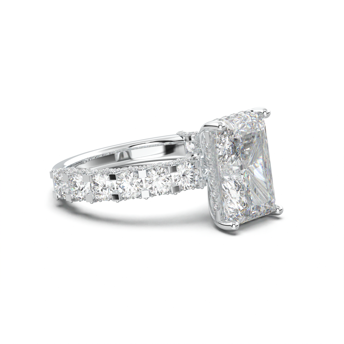 Radiant Diamond Band Engagement Ring