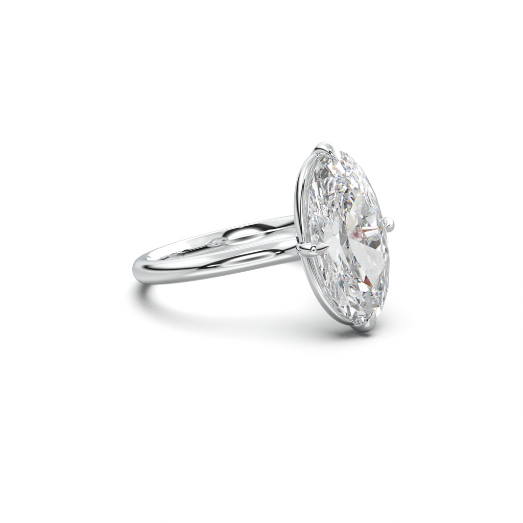Elongated Moval Solitaire Engagement Ring