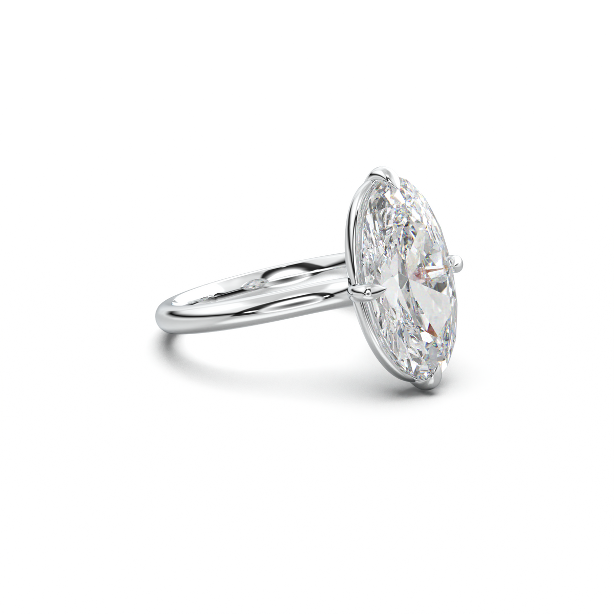 Elongated Moval Solitaire Engagement Ring