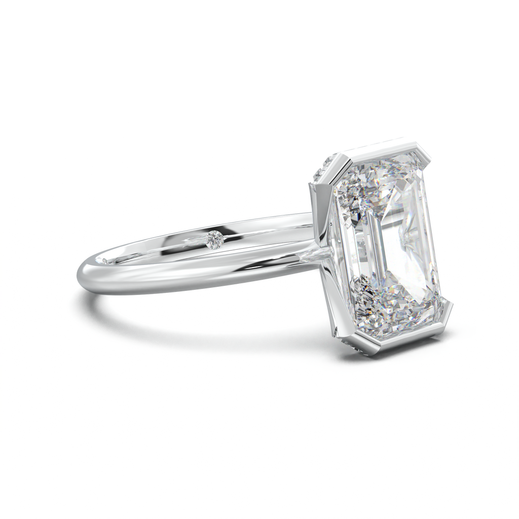 Emerald Hidden Halo Engagement Ring