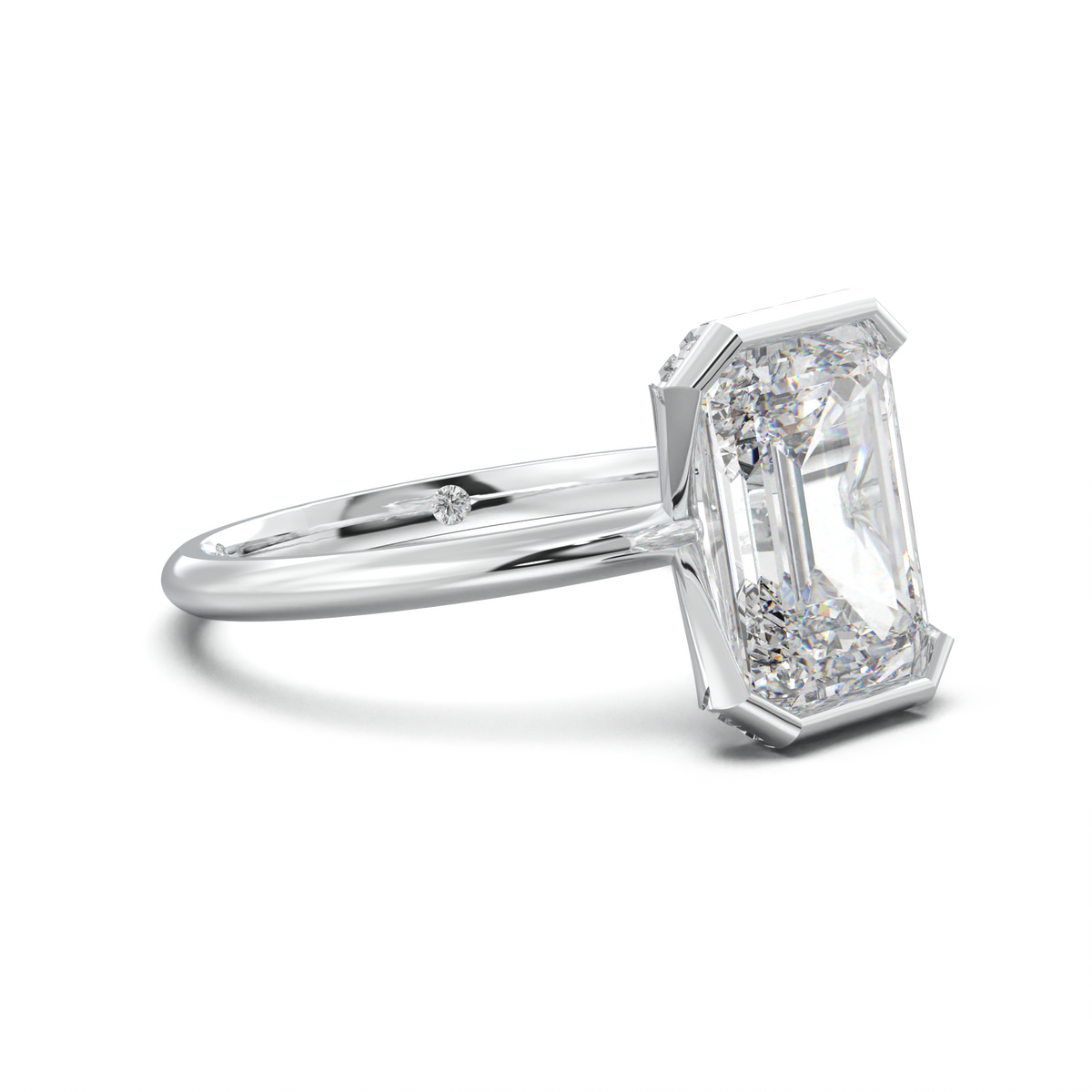Emerald Hidden Halo Engagement Ring