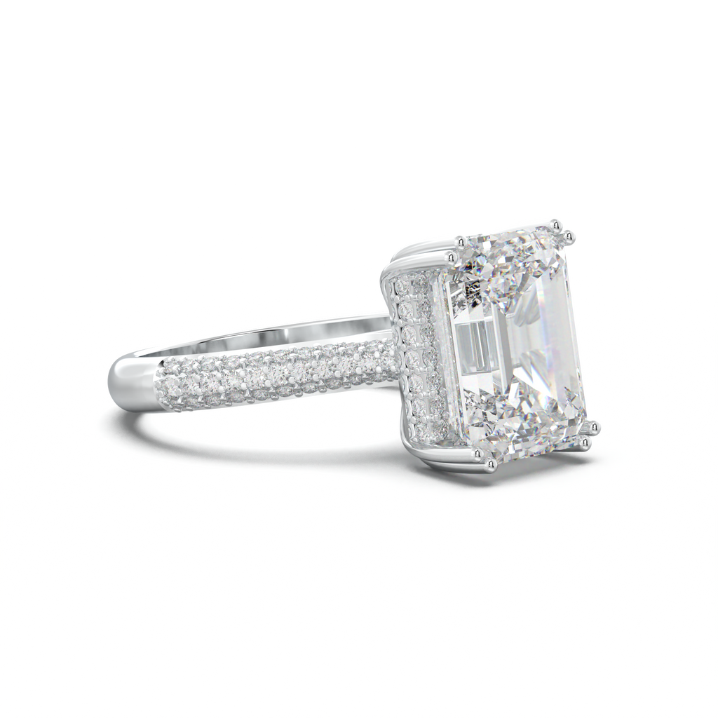 Emerald Double Pavé Engagement Ring