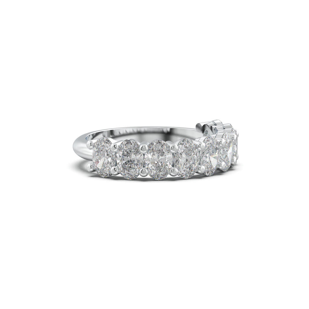 Nine-Oval Half-Eternity Wedding Band