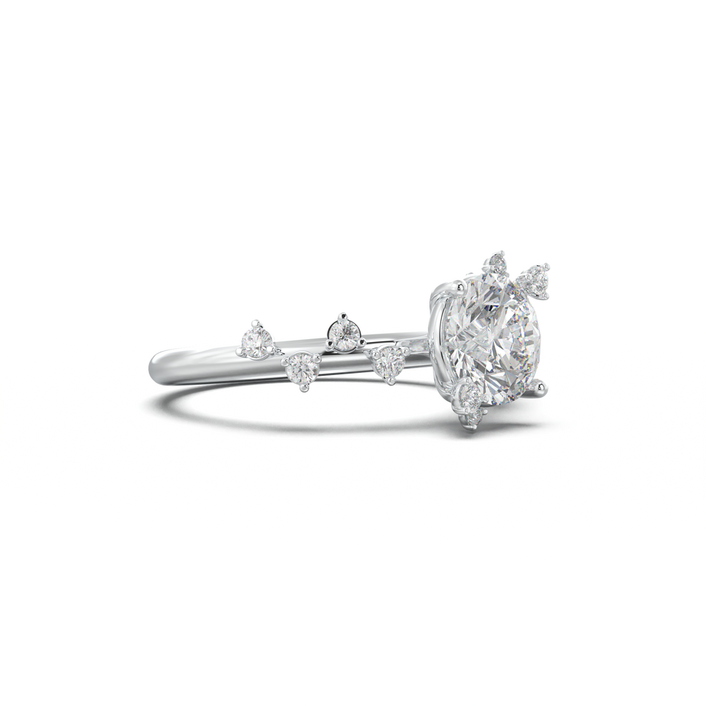 Round Botanical Accent Engagement Ring