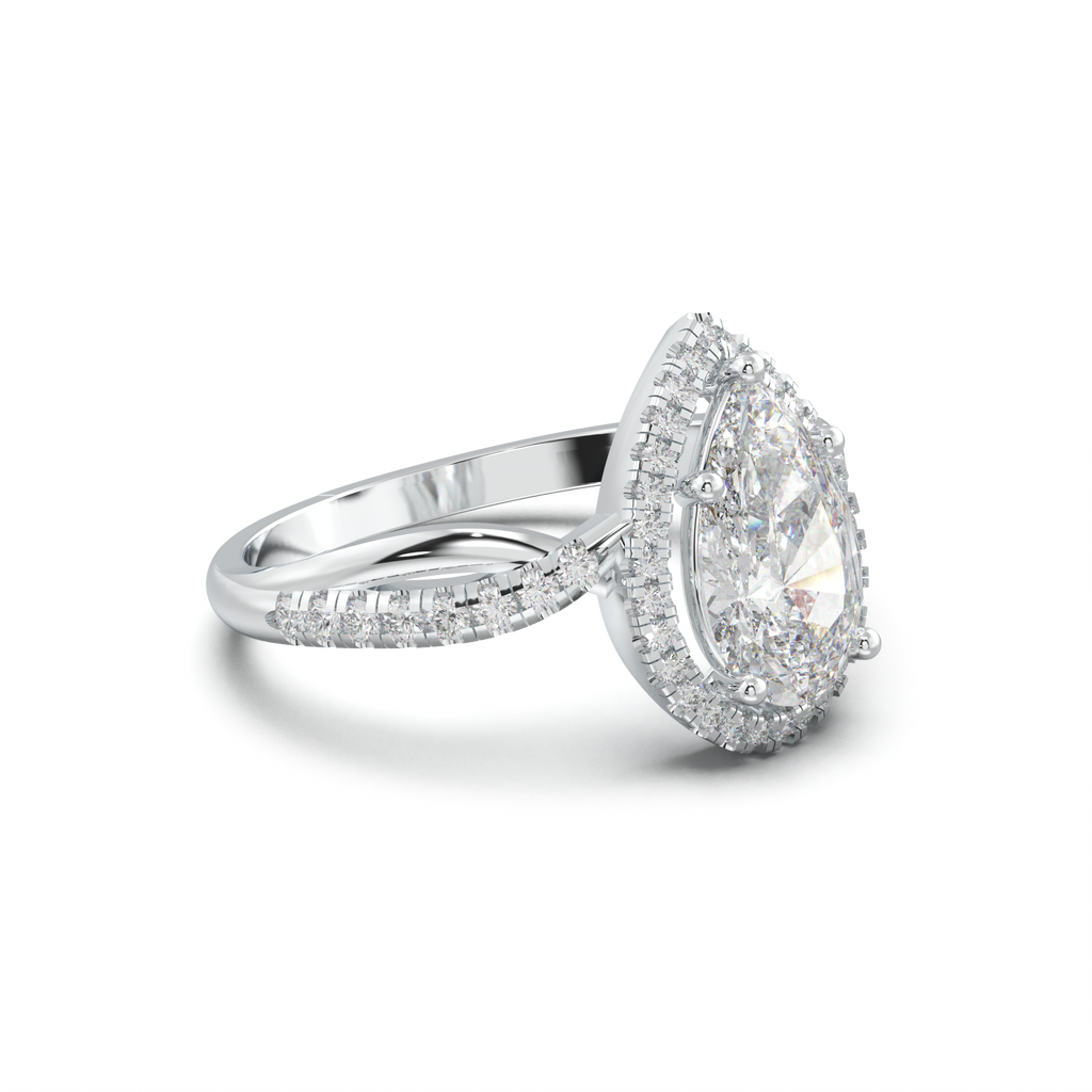 Pear Halo Twisted Pavé Engagement Ring