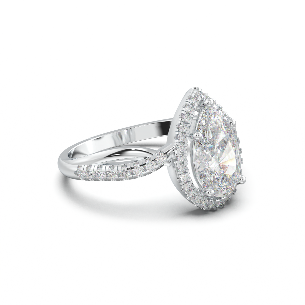 Pear Halo Twisted Pavé Engagement Ring