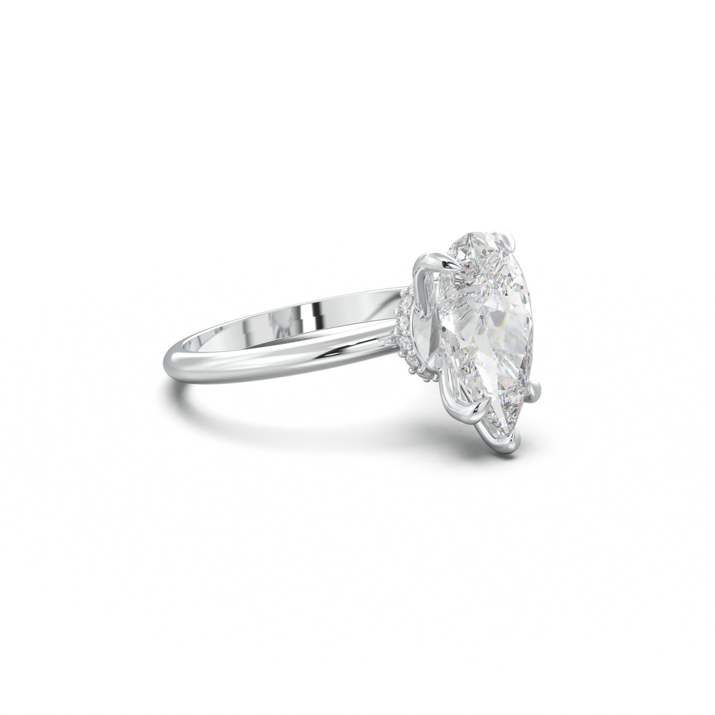 Pear Hidden Halo Engagement Ring
