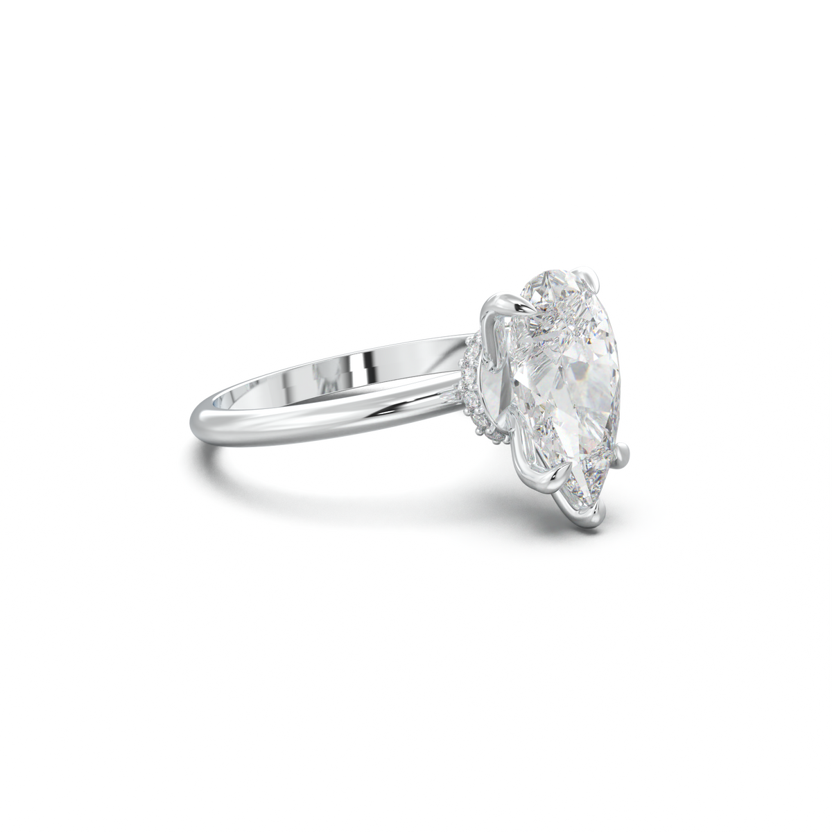 Pear Hidden Halo Engagement Ring