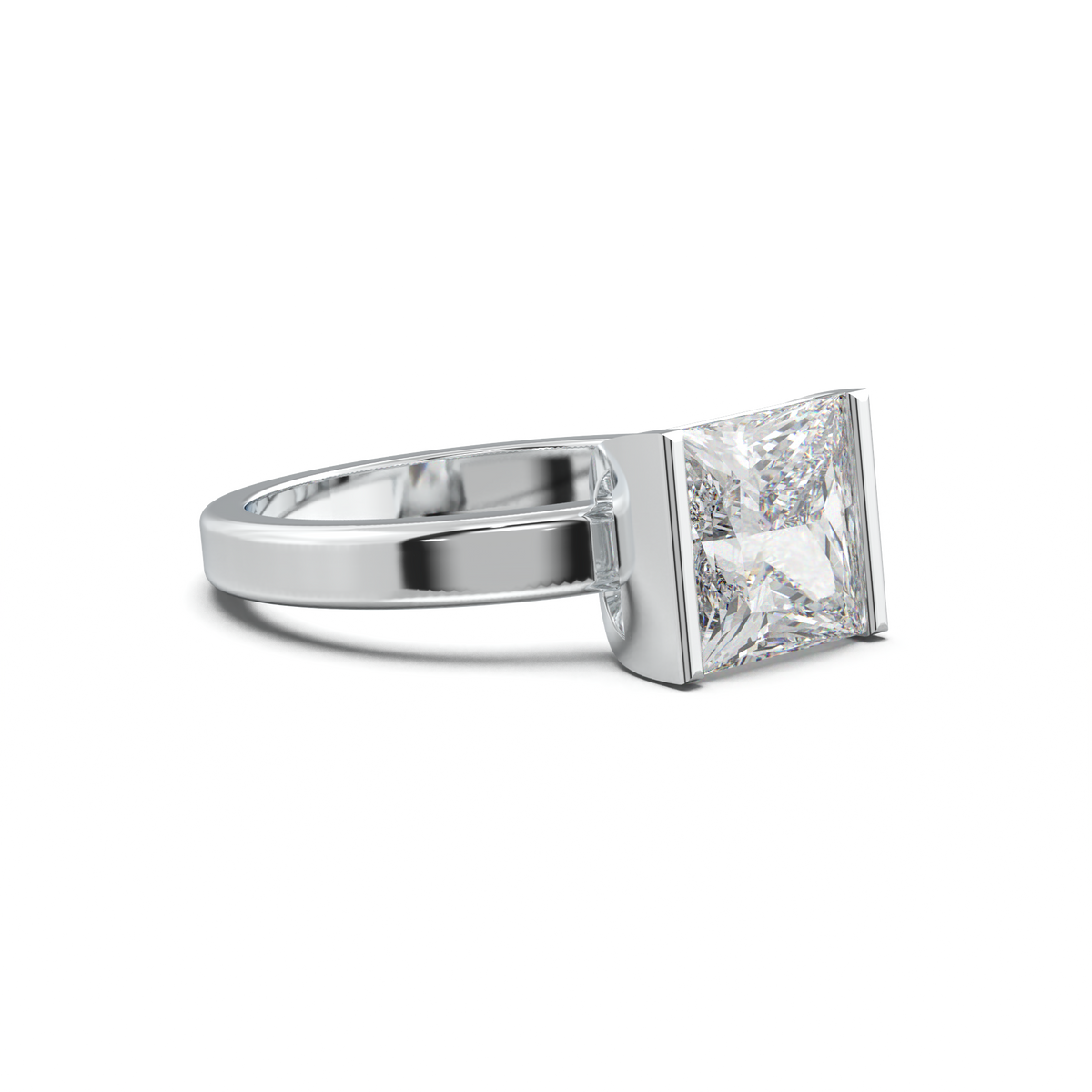 Princess Half-Bezel Engagement Ring