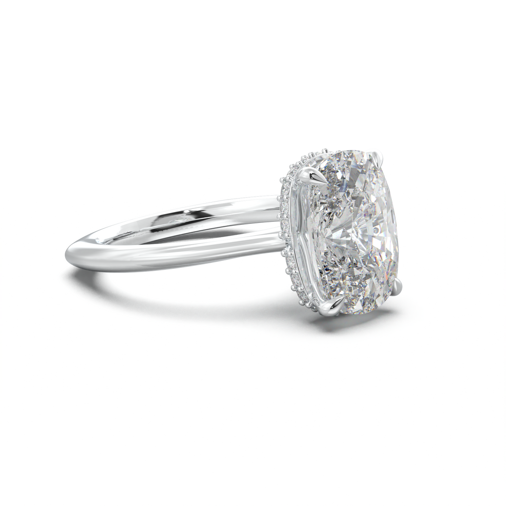 Cushion Hidden Halo Engagement Ring